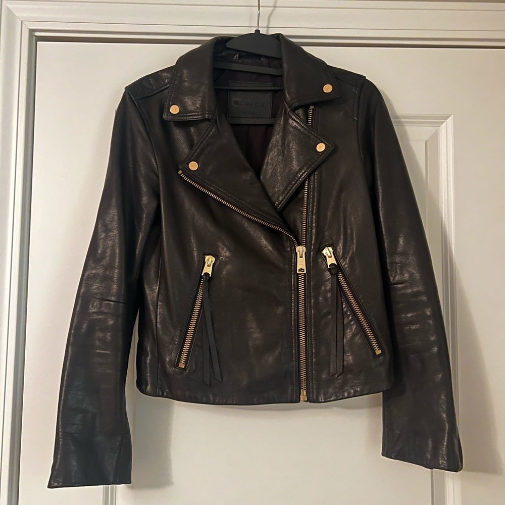 All Saints Black Genuine Leather Jacket